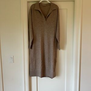 Everlane Taupe Cashmere Long Sleeve Dress